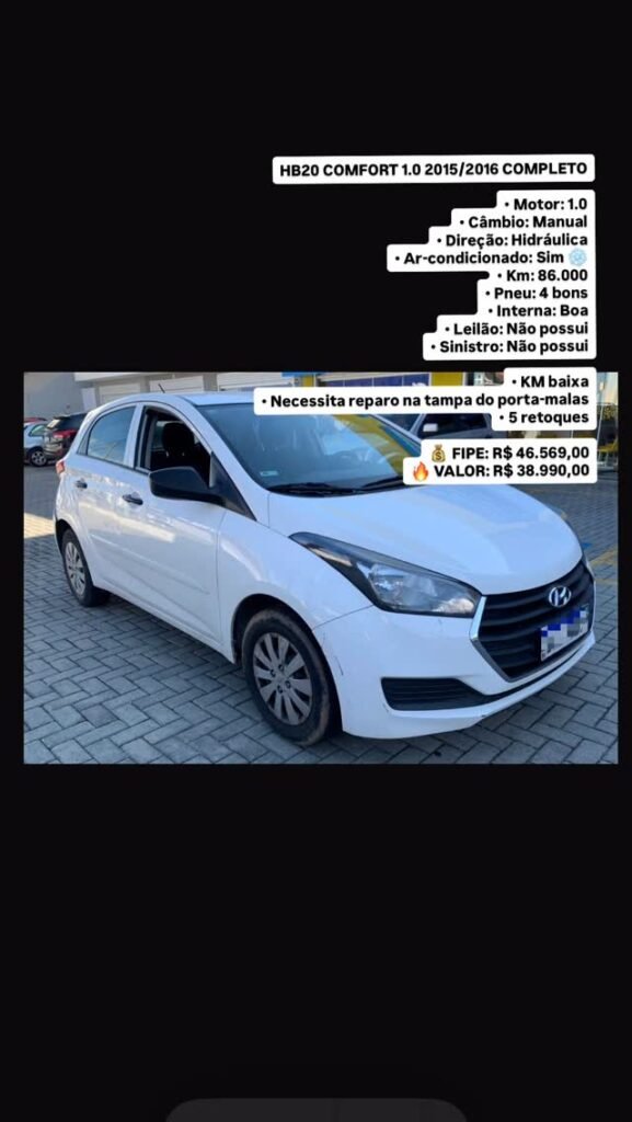 HB20 COMFORT 1.0 2015/2016 COMPLETO